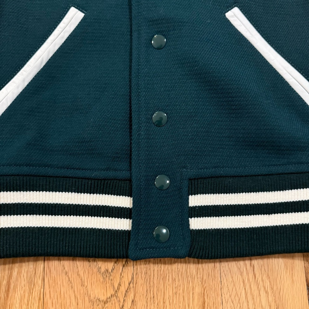Sporty & Rich Monaco Wool Varsity Jacket in Forest - Picture 4 of 14